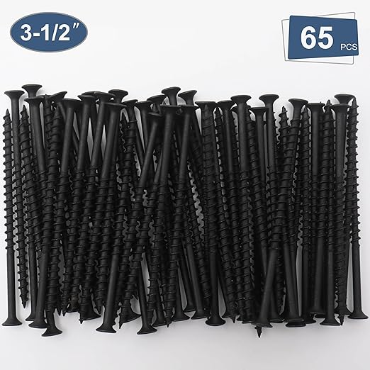 65pcs #10 횞 3-1/2 inch High Hardness Drywall Screws, Black, Coarse Thread, Phillips Drive, Bugle Head, Black Wood Screws, Long Screws, Wood and More