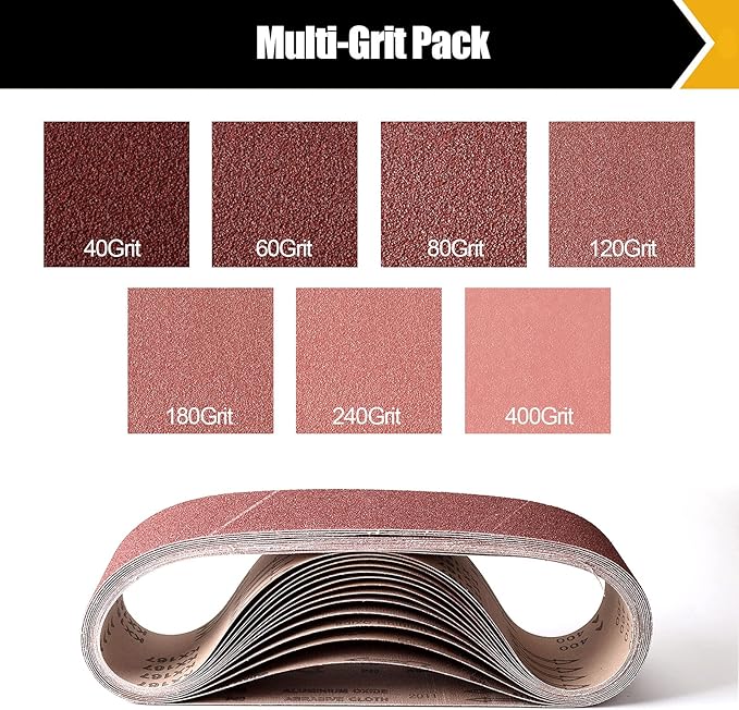 14 Pack Sanding Belts 4x36 Inch, 4x36 Belt Sander Sanding Belt Sander Paper 40/60/80/120/180/240/400 Grits Assortment Aluminum Oxide Sanding Belts for Belt Sander Knife Wood Metal Polishing