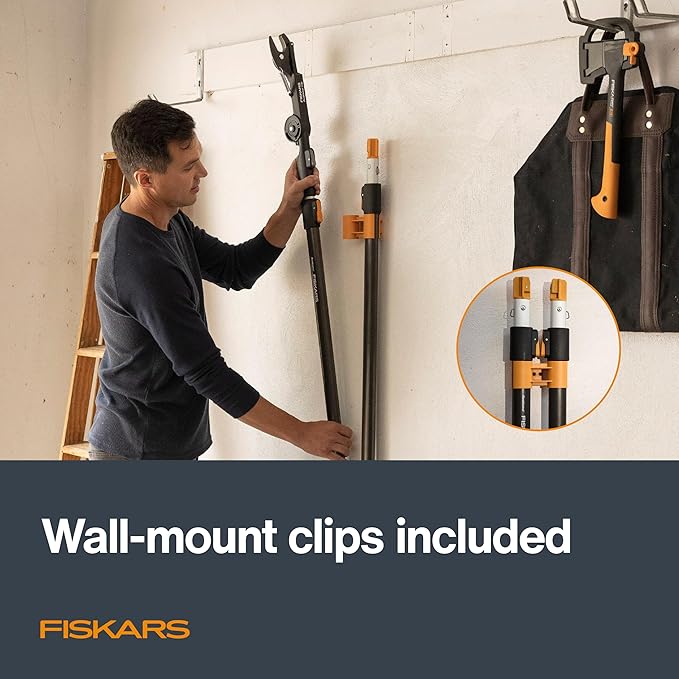 Fiskars XtendControl Extendable Tree Pruner (14 ft), Adjustable Branch Trimmer w/Fixed Pruning Head, 15" X2 Hook Bill Saw, 3-6 ft & 4-8ft Extension Poles, and Automatic Cord Reel for Precise Cuts