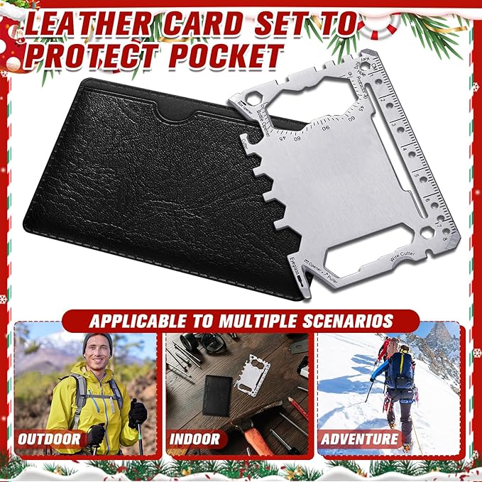 Cholemy 12 Pcs Credit Card Wallet Multitool 46 in 1 Metal Stainless Steel Survival Pocket Tool Multipurpose Bottle Opener Bulk for Men Christmas Stocking Stuffer Gift(Silver,Classic Style)