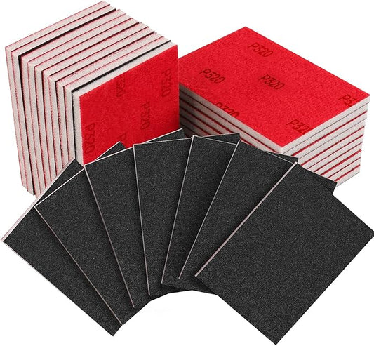 20PCS 3 x 4 Inch 320 Grit Sanding Sponge, Ultra Fine Sanding Sponges Pads, Soft Foam Hand Sanding Block Dry Wet Sandpaper Blocks for Model Drywall Metal Wood Furniture Polishing