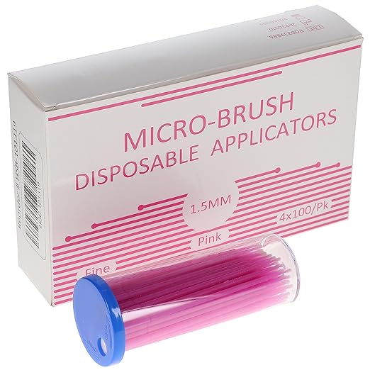 HSB 101319, Micro-Brush Applicators, Disposable Dental Micro Brushes, Bendable Neck for Precision Application, Ideal for Dental & Cosmetic Applications, Fine, Pink, 400/Pk, Case of 40 Boxes