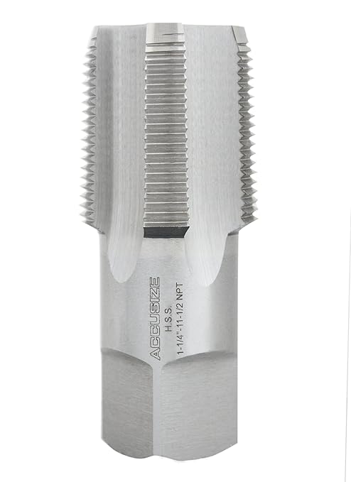 Accusize Industrial Tools 1-1/4'' to 11-1/2, 5 Flutes H.S.S. Taper Pipe Tap-Npt, 4'' Oal, 1-3/4'' Thread Length, American Standard, Npt-1-14