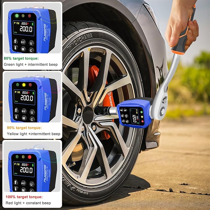 Digital Torque Adapter 1/2" Drive 7.3-147.5 Ft-lb / 10-200 Nm, Electronic Torque Wrench Converter with LCD Display 짹2% Accuracy, 1/4??& 3/8??Adapters for Car & Motorcycle Maintenance DIY Use