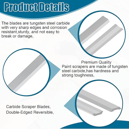 2.5"Carbide Scraper Blade 2 Pack, Double-Edged Reversible Replacement Tungsten Steel Scraper Blades, Fits Removing Paint, Varnish,Wood,Paint,Glue,Grout,sanding,planing, Carbide Scraper Tool.