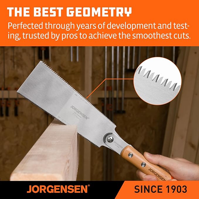 JORGENSEN Japanese Pull Saw RYOBA, 7 Inch Pro Double Edge, SK5 Flexible Blade, 18 TPI & 7-12 TPI Teeth, Woodworking Hand Saw for Hardwood & Softwood, Wood Trim
