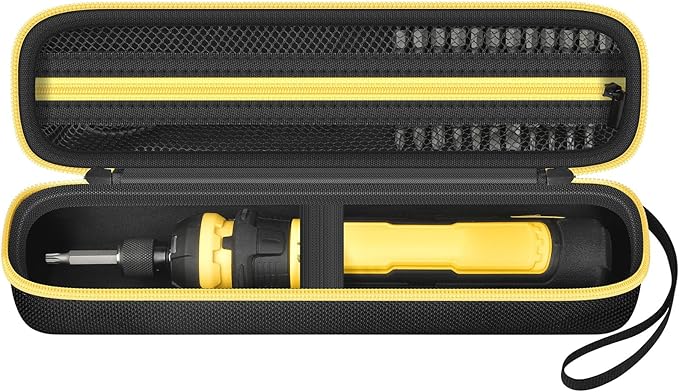 Case Compatible with DEWALT 8V MAX Cordless for Screwdriver Kit DWHT66719, Screwdriver Storage Holder with Mesh Pocket Fits for Dewalt Drill Tools & Battery Pack (Box Only) Yellow Zipper