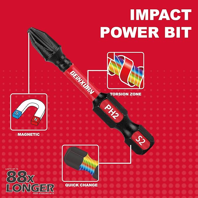Impact Tough Phillips Square Torx 2 in. Insert Driver Bits, 40Pack Bulk T20/T25/PH2/SQ2 Screwdriver Power Bits Set