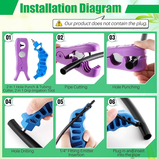 Feekoon Drip Irrigation Tubing Cutter Hole Punch Tools, 2 in 1 Hole Punch & Tubing Cutter, 2 in 1 Drip Irrigation Tool for 1/4'' Fitting Emitter Insertion for Outdoor Garden Lawn Pipe System Hose.