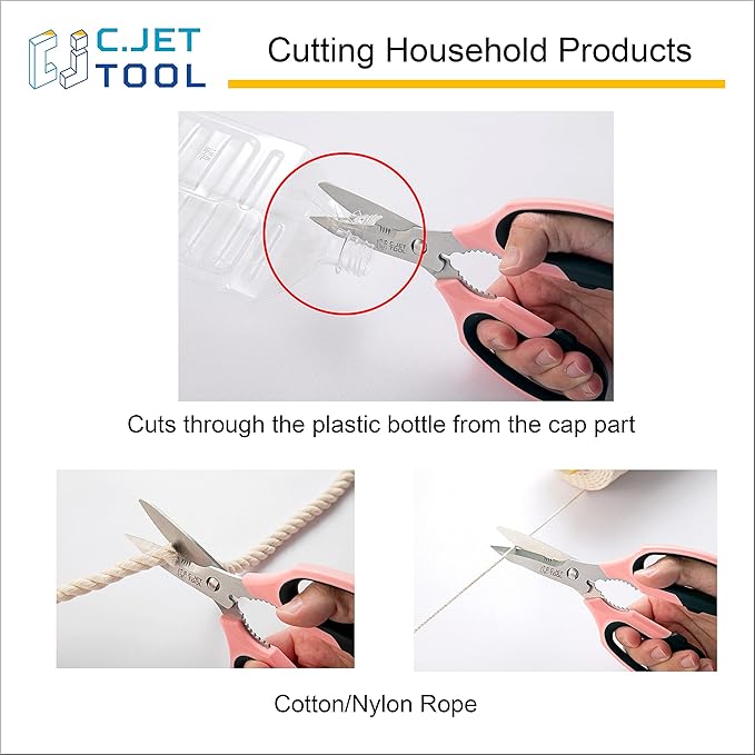 8" Heavy Duty Scissors, Utility Scissors All Purpose for Cardboard, Plastic, Carpet, Rope, Leather. Sharp Stainless Steel Blades, Non?멣lip Handle, Kitchen Shears for Food, Meat & Poultry