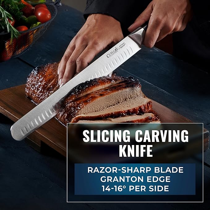 Cutluxe Butcher Knife Set ??BBQ Brisket, Breaking and Boning Knives, Honing Rod ??Carving Knife Set for Meat Cutting, Ultra Sharp German Steel, Full Tang, Ergonomic Handles ??Artisan Series