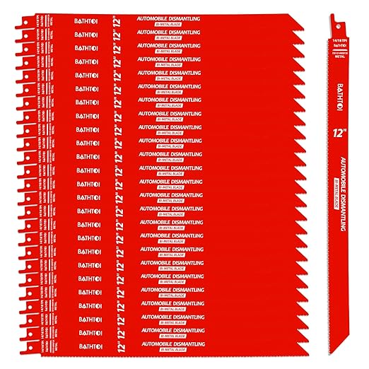 25 Pack 12 Inch 14/18 Tpi Reciprocating Saw Blades for Metal Cutting, Carbide Alloy Steel Sawzall Blades for Automobile Dismantling with 8% Cobalt for Longer Life and Faster Cutting Speed