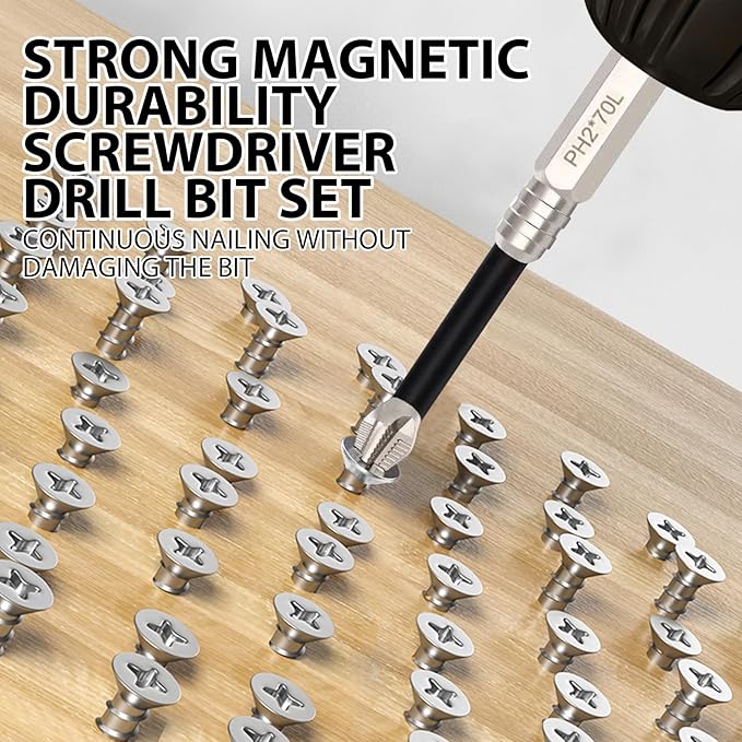 High Magnetic Screwdriver Drill Bit Set, Impact Resistant Non Slip Bit, Electric Screwdriver Set Alloy Steel for Impact Driver 25 50 65 70 90 150mm