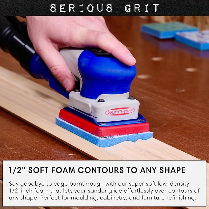 Serious Grit - 3" x 4" Foam Abrasive 280-380 Finish Sanding Pads - Fits Surfprep, Uneeda Ekasand, & Mirka - 1/2" Thick Soft Foam Hook & Loop Sandpaper Pads for 3x4 Sanders - Made in USA - 10 Per Box
