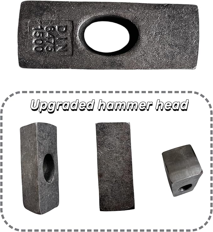 2025 Upgrade Sledge Hammer DIY Kit – 2 lb Stoneheavy Duty Hammer Hand-Forged Steel Hammer Head, 2 Wooden Handle & Wedge Shock Absorbing Forged Iron Unassembled for Custom Crafting
