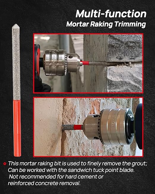 DT-DIATOOL Diamond Mortar Raking Bit - Tuck Pointing Bit with Carbide Tipped for Granite Marble Concrete Masonry Stone Removals Vacuum Brazed Bit (7.2 * 74mm)*2