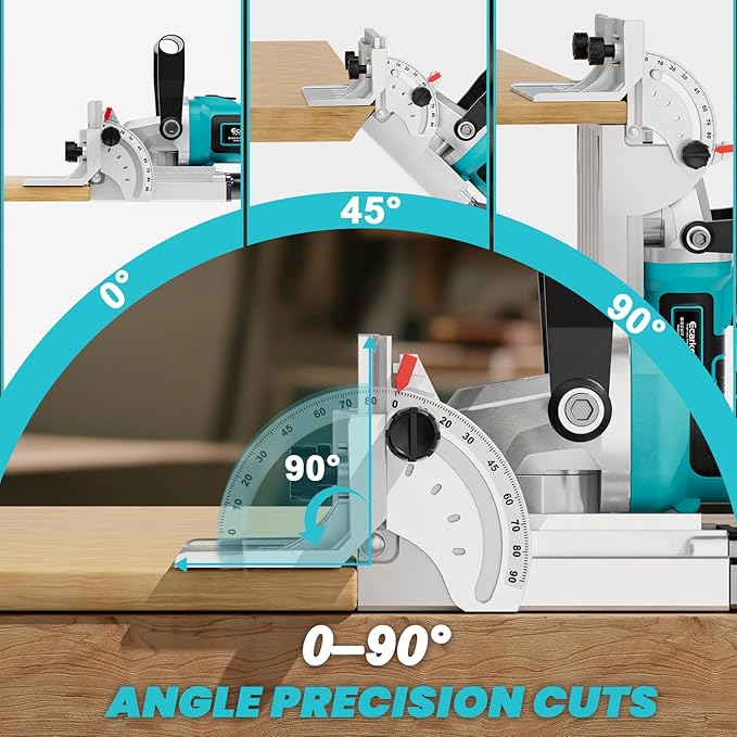 Ecarke Cordless Biscuit Joiner Compatible with Makita 18V Battery,Plate Joiner Kit with 80 wafers & Dust Bag, 11000RPM, 0-90째 Cutting, 6 Depth Settings, for Woodworking & Furniture Making-Tool Only