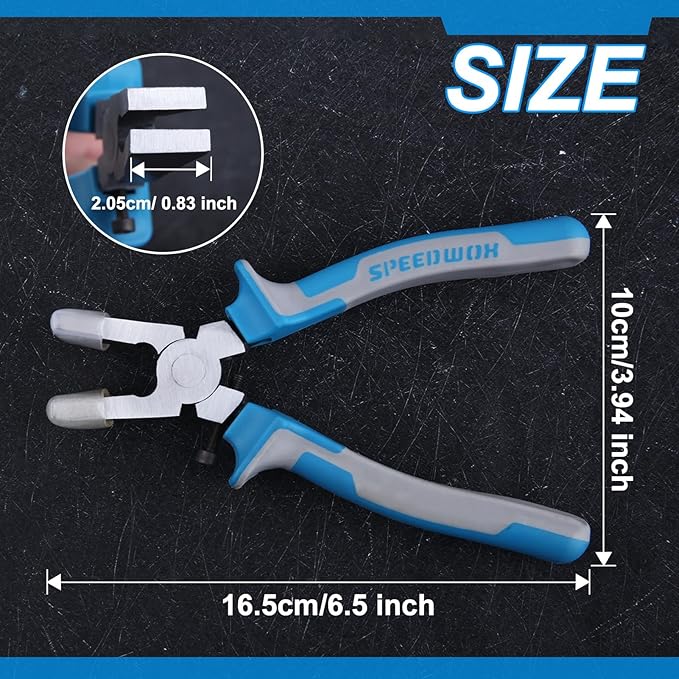 SPEEDWOX 6 Inch Glass Breaking Pliers with Rubber Tips Flat Jaws Key Fob Pliers for Key Fob Hardware Mirror Stained Work Mosaics Breaking Tool Glass Rubber Plier