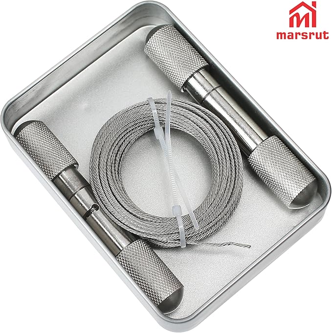 Wire Saw for Goat Horns with 2 Handles, Dehorning Cutting Tool OB Stainless Steel Heavy Duty Braided Removal Cutter, Rust Resistant Pocket String Compact for Outdoor Camping Garden Cattle Fishing