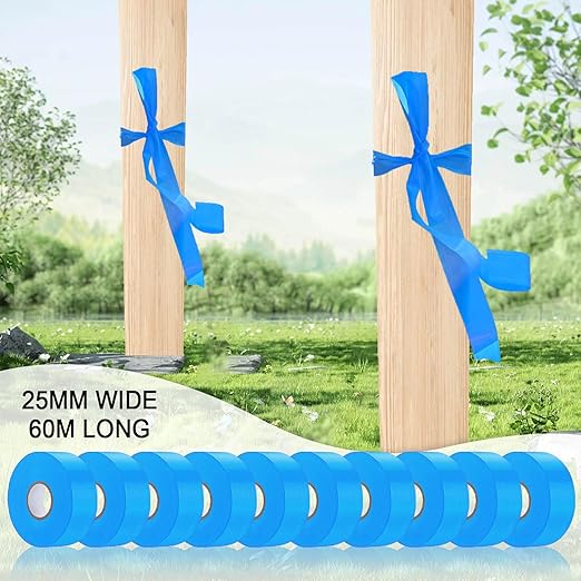 10 Pack Blue Flagging Tape, Non-Adhesive Plastic Ribbon Neon Marking Roll, 1inch*2000ft, Marking Tape for Tree Marking, Hunting, Boundaries and Hazardous Areas,Trail Marking
