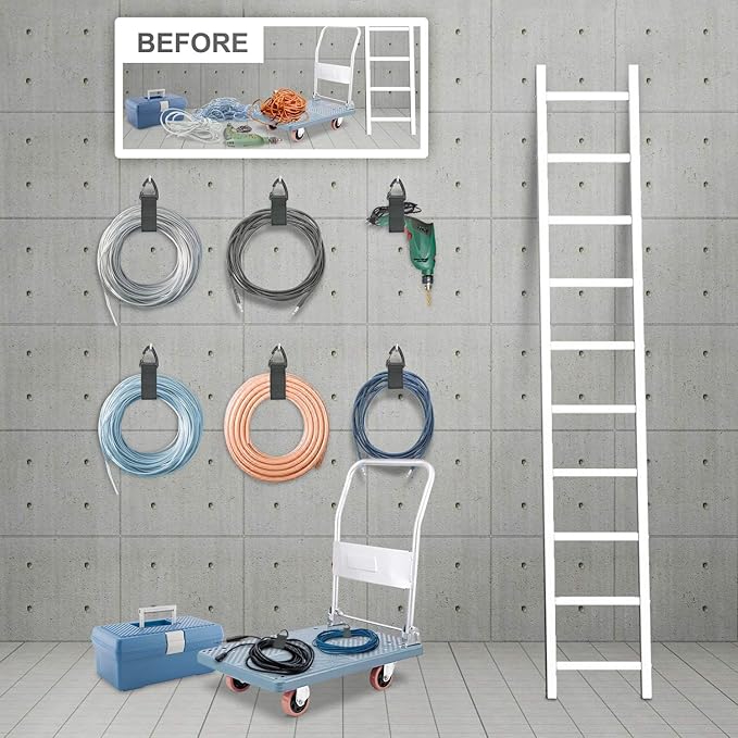 Extension Cord Holder Organizer(4 Pack L), Extension Cord Hanger for Garage Organization and Storage, 16-Inch Heavy Duty Storage Straps, Garage Gadgets for Men