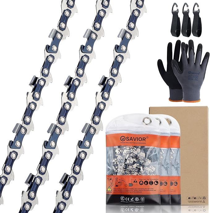 Savior 3PC 10 Inch Chainsaw Chain, 3/8" LP Pitch .043" Gauge 40 Drive Links for Worx WG322, EGO PSA1000, Ryobi P546, LCS1020, CMCCS610D1 - R40 AC1000 (3 Chains)