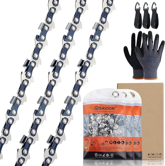 Savior 3PC 10 Inch Chainsaw Chain, 3/8" LP Pitch .043" Gauge 40 Drive Links for Worx WG322, EGO PSA1000, Ryobi P546, LCS1020, CMCCS610D1 - R40 AC1000 (3 Chains)