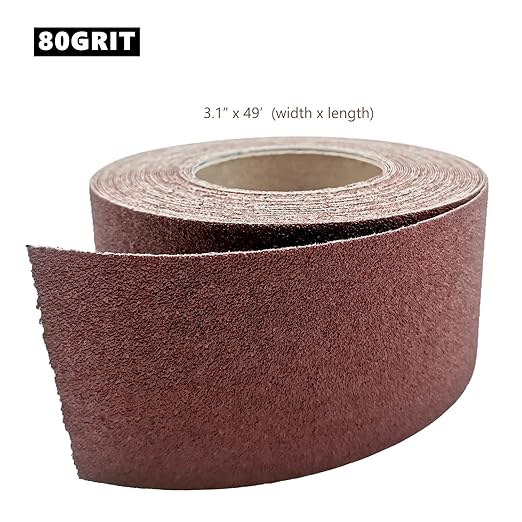 3 Inch x 49 Feet Emery Cloth Roll Aluminum Oxide Abrasive Paper Roll Continuous Sandpaper for Metalworking, Woodworker, Furniture Repair, Sanding (80 Grit)