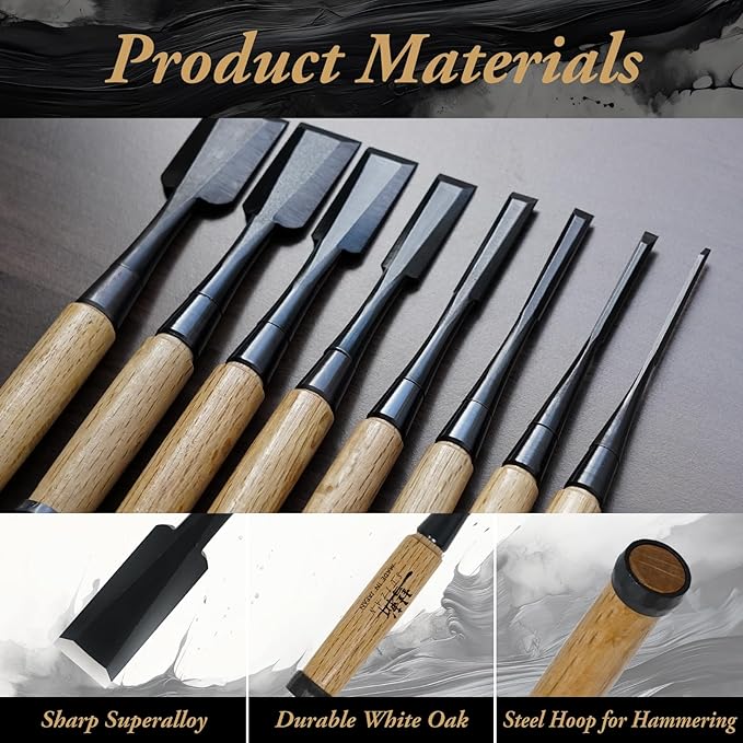 SUIZAN Japanese Wood Chisel 3/8" (9mm) - Professional Oire Nomi Woodworking tools