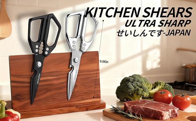 Japanese Kitchen Shears Set, Heavy Duty Poultry Shears All Purpose, Kitchen Meat Scissors for Steak Cutting, Chicken Bones, and Turkey Christmas Gifts for Men Women Mom Dad