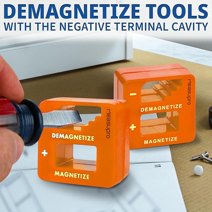 Demagnetizer and Magnetizer for Screwdrivers Tips, Bits, and Small Tools, Large or Big Screws, Drills, Drill Bits, Sockets, Nuts, Bolts, Nails and Precision Construction, Orange - 3 Pack