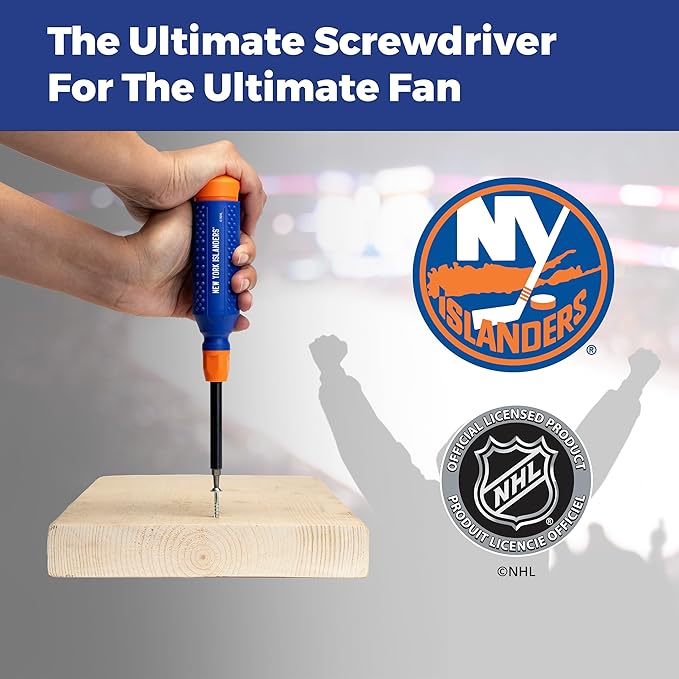MEGAPRO짰 NHL짰 Team Edition Multi-bit Screwdriver | Officially Licensed NHL짰 Gear | Durable, Ergonomic, Pro-Grade Screwdriver (New York Islanders짰)