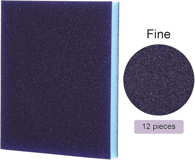 eBoot Sanding Sponge Grit Sanding Blocks, Washable and Reusable Sand Sponge Kit, 12 Pieces (Fine Grade)