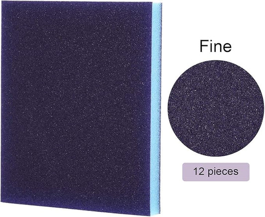 eBoot Sanding Sponge Grit Sanding Blocks, Washable and Reusable Sand Sponge Kit, 12 Pieces (Fine Grade)