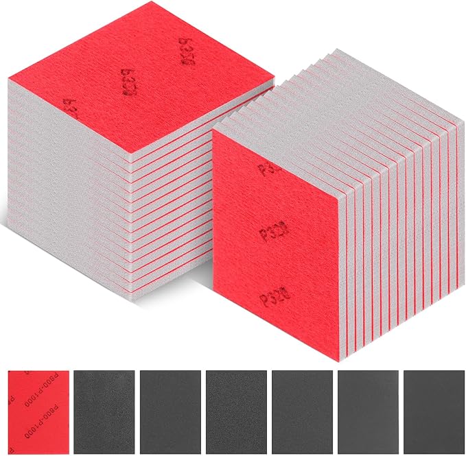 84 Pcs 320-3000 Grit Sanding Sponge, Ultra Fine Sanding Sponges Pads, Soft Foam Shine Block Wet Dry Polish Pads, Ultra Fine Grit Sandpaper for Model Drywall Metal Wood Furniture Polishing