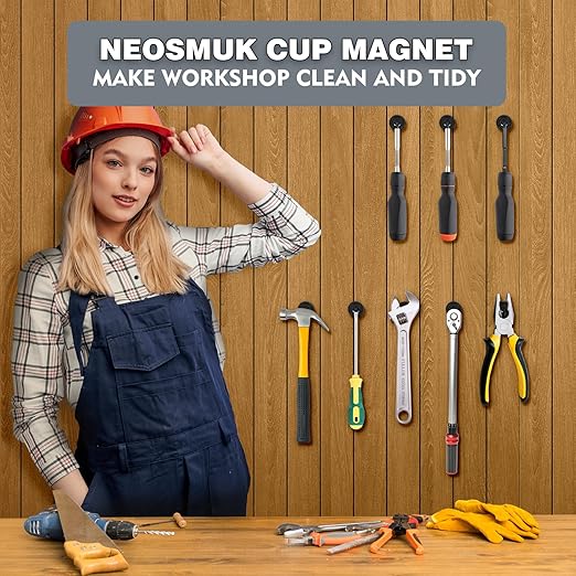 Neosmuk Magnets with Screws,22lbs+ Heavy Duty Rare Earth Neodymium Mounting Magnets with Holes,Countersunk Round Disc Industrial Magnets for Wall Mounting,10 Pack,Black