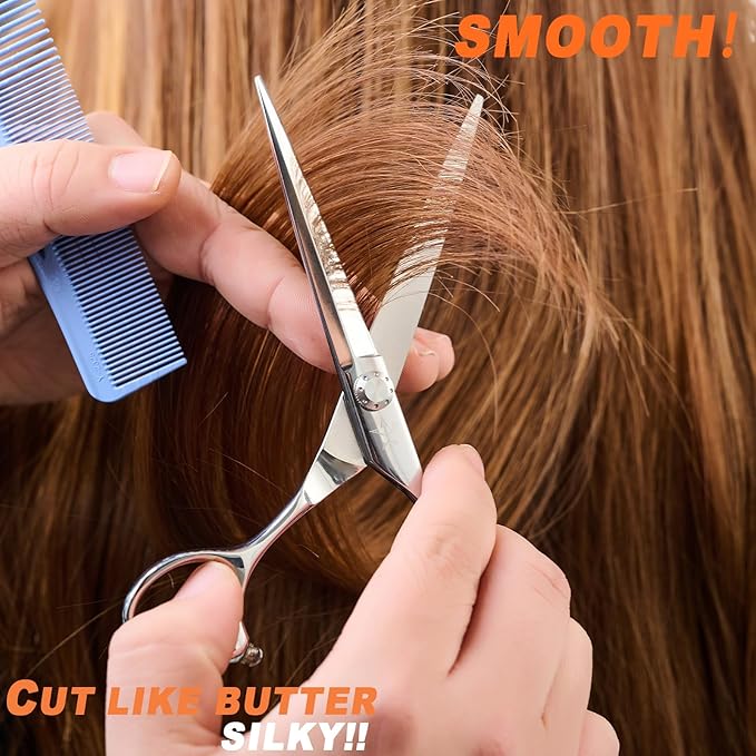 High-end Professional Extremely Very Sharp Barber Hair Cutting Scissors Hairdresser Shears For Hair 6 Inch Haircut Scissor Made Of Stainless Steel Alloy For Hairdressing Salon and Home Use