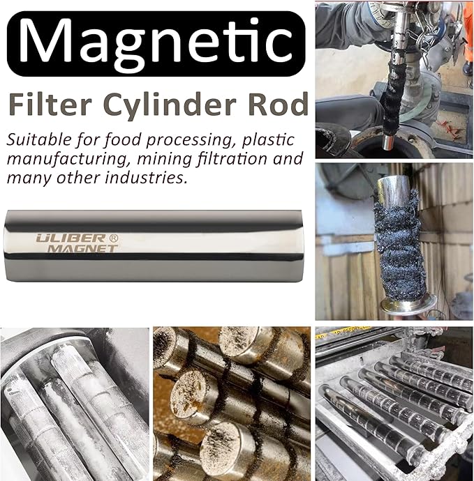 ULIBERMAGNET Magnetic Filter Rod,Super Strong Magnetic Filter Cylinder Bar,12000 Guass Neodymium Magnets Rod for Filter Dry Powder, Oil Filter, Iron Slag, Magnetized Water Impurity