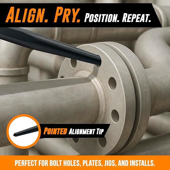 Mutt Tools 24 Inch Heavy Duty Alignment Pry Bar ??Professional-Grade Sleever Bar ??For Line-Up & Spud Work ??Ideal for Ironworkers, Construction, & Industrial Use