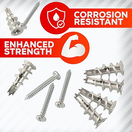 120Pcs Zinc Self Drilling Drywall Anchors and Screws kit #8 x 1-1/4?? Metal Wall Anchors for Drywall Heavy Duty, Holds Upto 50lbs ??No Drill Hole Required with Dry Wall Screws and Anchors