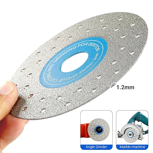 LOZLIN 3PCS 115MM Vacuum Brazed Ultra-Thin Multi-Pore Flat Abrasive Sheet Disc for Porcelain Glass Ceramic Tile Granite Marble Diamond Saw Blade (Blue and White, Porous, 3)