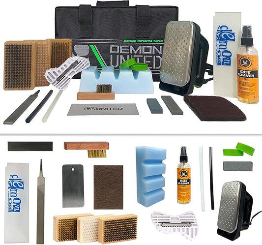 Demon Hyper Ski Tuning Kit & Snowboard Tune Kit with Iron, 1lb Wax Block & Base Cleaner and Elite X Ski and Snowboard Edge Tuner w/Side Edge Multi-Tool w/ 3 Diamond Files
