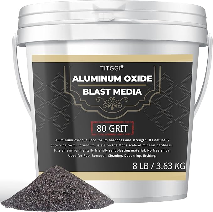 #80 Grit Aluminum Oxide Blast Media (8 LBS/3.6kg) - Premium Long-Lasting Sand Blasting Media, High Abrasive Force Sand Blaster Sand for Metal, Sandblasters, Blasting Cabinet, Blasting Guns - by TITGGI