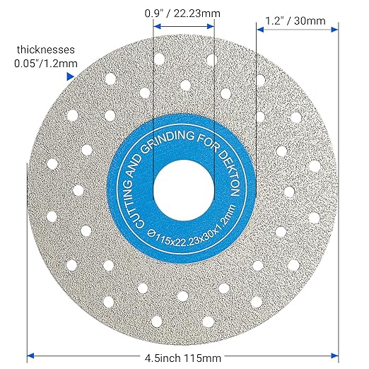 LOZLIN 3PCS 115MM Vacuum Brazed Ultra-Thin Multi-Pore Flat Abrasive Sheet Disc for Porcelain Glass Ceramic Tile Granite Marble Diamond Saw Blade (Blue and White, Porous, 3)
