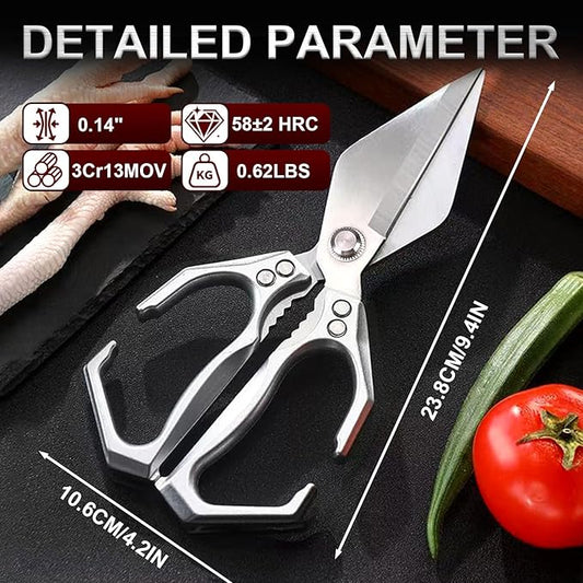 Kitchen Scissors, Multifunctional Heavy-Duty Kitchen Shears, Poultry Shears with Ergonomic Handle High-Carbon Steel for Chicken, Meat, Seafood, Bone Cutting