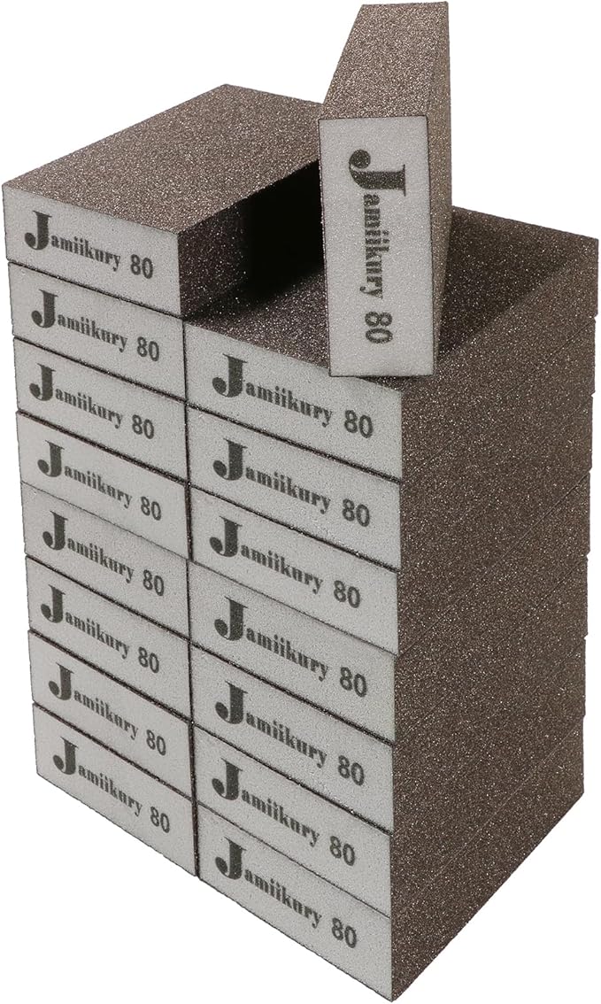 16Pcs 80 Grit Sanding Blocks, Jamiikury Coarse Sanding Sponge Washable and Reusable, Wet Dry Sandpaper Sponge for Wood Metal FurniturePaint and Drywall