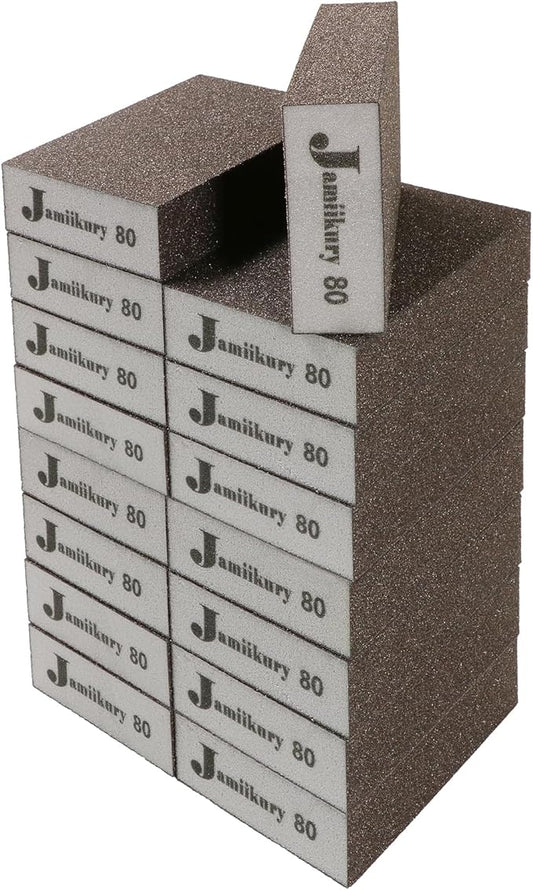 16Pcs 80 Grit Sanding Blocks, Jamiikury Coarse Sanding Sponge Washable and Reusable, Wet Dry Sandpaper Sponge for Wood Metal FurniturePaint and Drywall