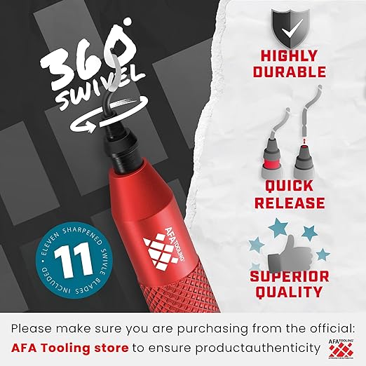 AFA Tooling - Deburring Tool with 11 High Speed Steel Swivel Blades - Works on Metal, Resin, PVC Pipes, Copper, Plastic and 3D Printed Edges - Plumbing & 3D Printing Burr Removal Reamer Tool