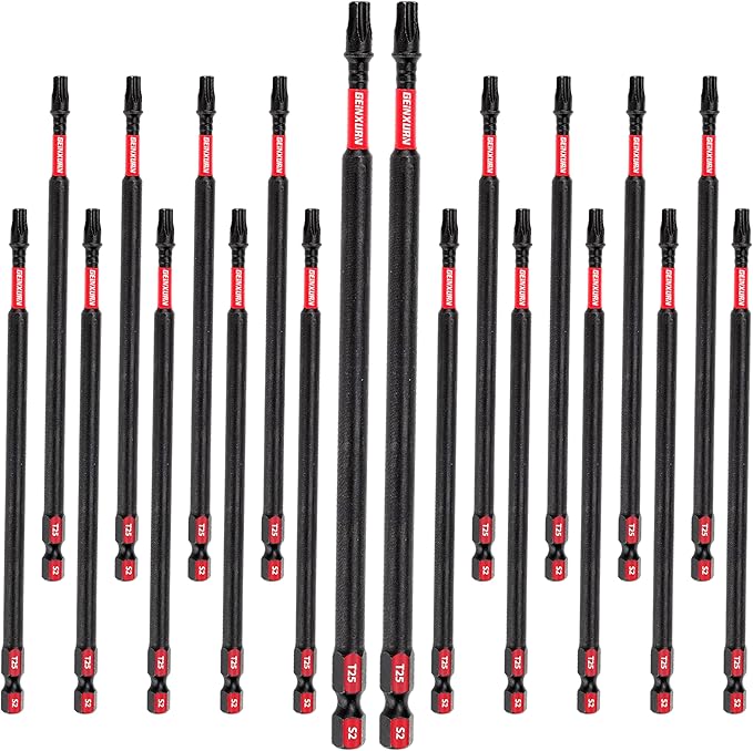 20Pack Impact Tough #25 Torx 6 in. Insert Driver Bits, Magnetic T25 Head Power Bits, S2 Alloy Steel T25 Screwdriver Bits Set Bulk