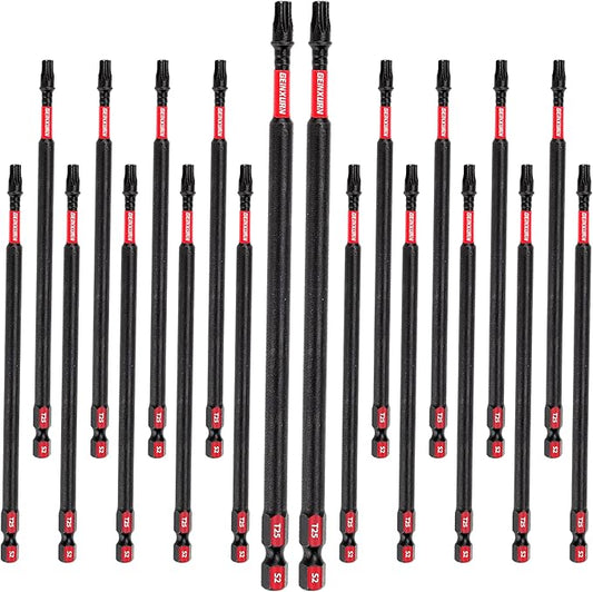 20Pack Impact Tough #25 Torx 6 in. Insert Driver Bits, Magnetic T25 Head Power Bits, S2 Alloy Steel T25 Screwdriver Bits Set Bulk